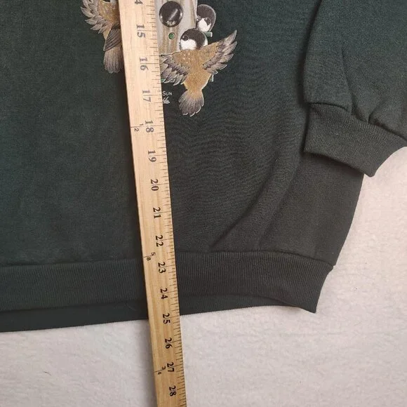 Vintage Morning Sun Grandma Sweatshirt Womens Large Petite Green Birds - Picture 7 of 9